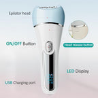 Epilator for Women, 6 in 1 Hair Removal Epilator, Shaver, Face Razor, Facial Brush, Face Massage and Body Exfoliator,IPX7 Waterproof Rechargeable Hair Removal for Women, 2 Speeds