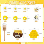 Knana 19Pcs Bee Cake Topper Bee Honeycomb Cake Decorations Honey Bee Theme Baby Shower Birthday Party Decoration Supplies