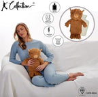3D Novelty Hot Water Bottle with Removable Cover - Highland Cow Design - Soft Plush Cover - Premium Natural Rubber