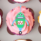 Robots Theme Edible Cupcake Toppers, Edible Cake Decorations for Boys, Robot Toppers for Cake Decorating, Birthday Cookie Decorations for Kids 2 Inch / 5cm Wafer Card UNCUT (Pack of 24)
