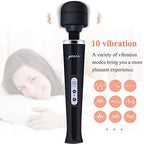 YEVIOR Cordless Personal Electric Massager Wand with 10 Powerful Pulse Settings, Rechargeable Handheld Back Vibrating Massager for Deep Muscles Pain Relief (Black)