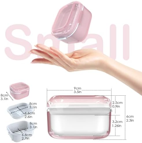 ARGOMAX Denture Case, Denture Cup for Soaking Dentures(Not Leak-Proof), Thorough Cleaning of Dentures, Retainer, Mouthguards, Clear Braces (Pink).