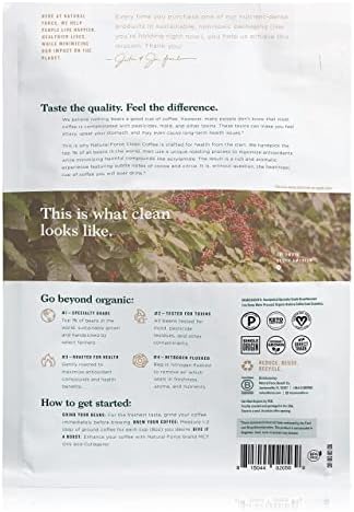 Natural Force - Organic Clean Decaf Coffee, Mold & Mycotoxin Free, Lab Tested for Toxins & Purity, Low Acidity, Whole Bean Swiss Water Decaf Medium Roast, 12 oz