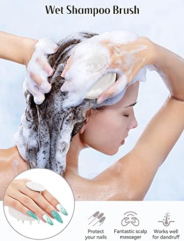 HEETA Scalp Massager Hair Growth, Soft Silicone Scalp Scrubber Shampoo Brush for Exfoliation, Dandruff Removal & Head Massage Stress Relax, Wet & Dry Use for Thick, Thin Hair Care, Wheat Straw Beige