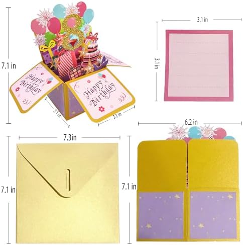 Asmallgf Happy 8th Birthday Popup Card for Daughter Niece, Sweet Birthday Gift for 8 Years Old Girl Boy, Eight Birthday Decorations for Him Her