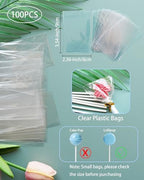 3.5mm White Lollipop Sticks and Bags Set, 100Pcs 4-inch Paper Sticks,100Pcs Clear Bags, 100Pcs Twist Ties for Sucker, Hard Candy, Chocolate, Cookie, Dessert (Gold)