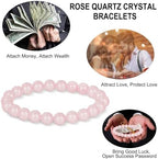 HOZEAL Rose Quartz Handmade Bracelet, Pink Crystal Stone Love Friendship Chakra Bracelet, Business Money Energy Wealth Good Luck Prosperity Feng Shui Yoga Beaded Bracelet for Men Women