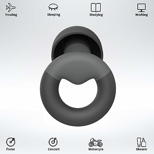 Ear Plugs for Sleeping, 2 Pairs of Reusable Earplugs for Noise Reduction 25dB-30dB with 8 Ear Tips, Soft Hearing Protection Ear Plugs for Concert,Noise Sensitivity, Study & Work, Black