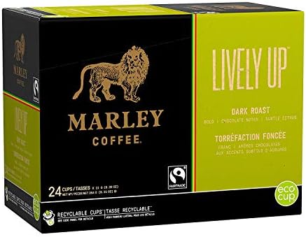 Marley Coffee, Lively Up!, Single Serve RealCup Organic Espresso Roast, for Keurig K-Cup Brewers, 96 Count