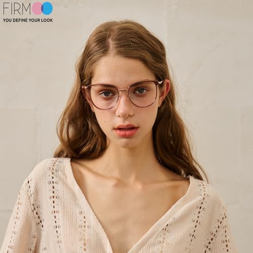 Firmoo Blue Light Blocking Reading Glasses 1.5 for Women/men, Anti Glare Reader Glasses, Rose Gold Round Computer Glasses for Screens