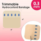 4" x 4"-12 Pack Extra Thin Hydrocolloid Dressing for Light Exudate, Hydrocolloid Patches Waterproof Wound Dressing, Adhesive Hydrocolloid Bandages, for Pressure Ulcer, Bed Sore