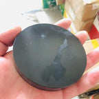 Circular 7 Star Plate Asian Black Obsidian Quartz Crystal Healing Ball Sphere Stand Slice 1pc (12CM)