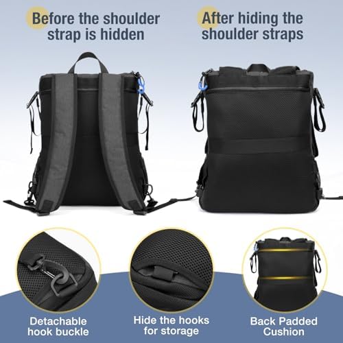 ZHCHG Upgrade Wheelchair Bags to Hang on Back, Multi-Functional Wheelchair Accessories, Casual Backpack, Durable Large Travel Storage Bag- Black