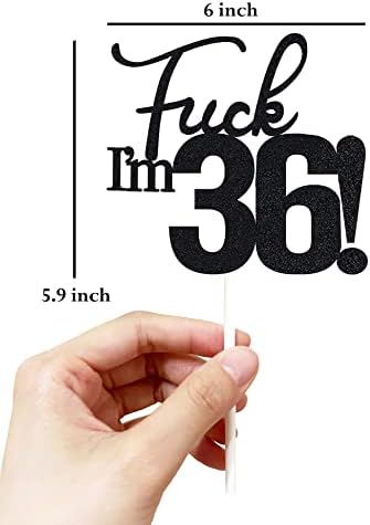 36 Cake Toppers, 36 Birthday Cake Toppers-Black Glitter, Funny 36th Cake Topper for Men,36 Cake Topper For Women, 36th birthday decorations,36th Birthday Cake Topper Thirty six