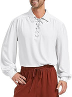Pirate Shirt Men Renaissance Faire Costume Medieval Victorian Shirt Vampire Gothic Steampunk Costume Halloween Cosplay Tops