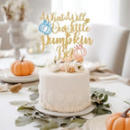 What Will Our Little Pumpkin Be Cake Topper, Pumpkin Gender Reveal Cake Decorations, Boy or Girl, Fall Thanksgiving Baby Shower Gender Reveal Party Decorations