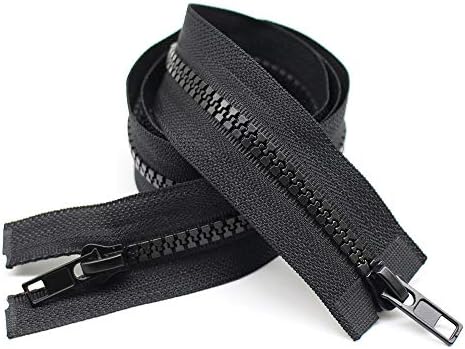 YaHoGa 2PCS #5 30 Inch Two Way Separating Jacket Zipper for Sewing Jacket Coat Molded Plastic Zippers Bulk (30" TW Black)
