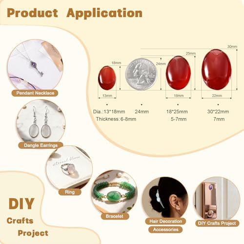 mookaitedecor 12pcs Oval Cabochon Gemstone CAB Flatback Stone for Jewelry Making