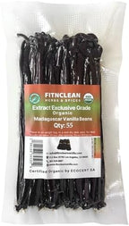 55 Organic Madagascar Vanilla Extract Exclusive Grade B Beans| 4" - 5" by FITNCLEAN VANILLA| Certified USDA Organic. Bulk Dry Whole Bourbon NON-GMO Pods