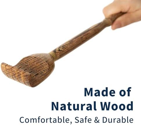 2 in 1 Wooden Back Scratcher and Massager Hammer, Long Handle Manual Back Tapper for Itching Relief, Muscle Relaxer for Back Neck Shoulder, Portable Handheld Massage Tool for Adults Elderly