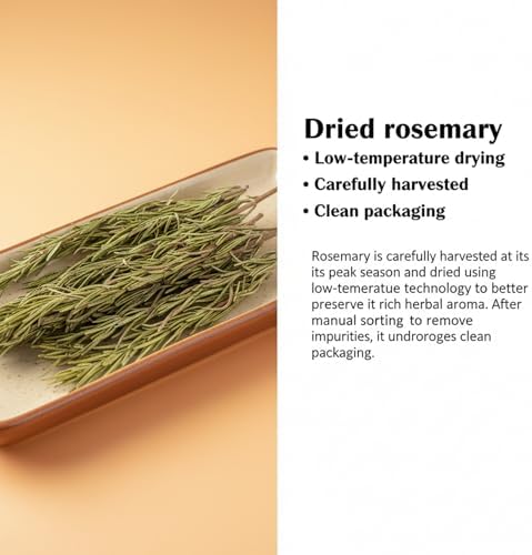 Dried Whole Rosemary Sprigs, 1.24oz(35.0g), Grade Dried Rosemary Sprigs for Baking & Beverages, Spices and Seasonings for Cooking Red Wine, Frying Steak, Pasta and Western Cuisine