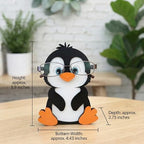 Wooden Eyeglass Holder Display Stand Creative Cute Animal Glasses Holder Dog Giraffe Handmade Creative Sunglasses Display for Desktop Accessory, Home Office Decor, Birthday and Christmas Gift (Penguin)