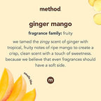 Method Liquid Laundry Detergent; Ginger Mango Scent; Stain Remover; 66 Loads per 53.5 fl oz bottle; 4 Pack (264 Total Loads); Packaging May Vary