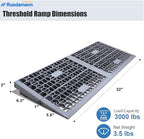 Ruedamann 2" Rise Modular Threshold Ramps for Doorways, 3000 Lbs Load Capacity Ramps for Wheelchairs for Home, Solid Plastic Portable Wheelchair Ramp for Door Thresholds and Cars, 2 PCS