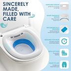 Soothic Sitz Bath for Toilet Seat, Sitz Bath for Hemorrhoids, Sitz Baths for Postpartum Care, Upgraded Collapsible Sitz Baths with Flusher, Drain Holes, Wider Seating Area, Deeper Bowl