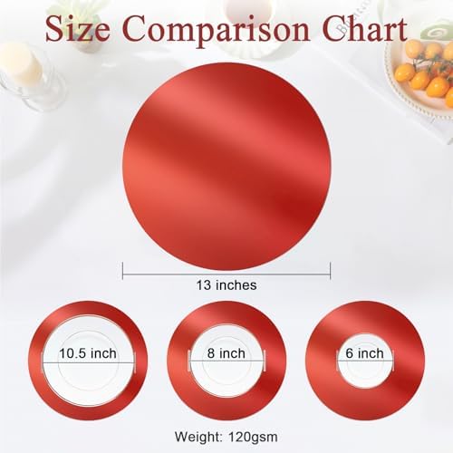 SHACOS 100Pcs Disposable Paper Placemats Red, 13" Round Place Mats Dining Table Paper Charger Table Mat for Christmas Dinner Party Wedding Birthday Banquet Table Setting Decor