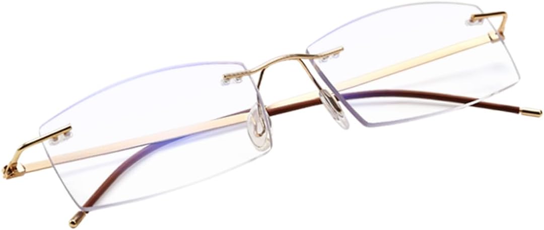 LUFF Rimless Reading Glasses for Women Men Blue Light Blocking Computer Reader Stylish Lightweight Eyeglasses