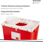 McKesson Prevent Premium Biohazard Sharps Container - Vertical Entry, Rotating Lid - Red and White, 18 gal, 13 in x 17 3/10 in x 24 3/5 in, 1 Count