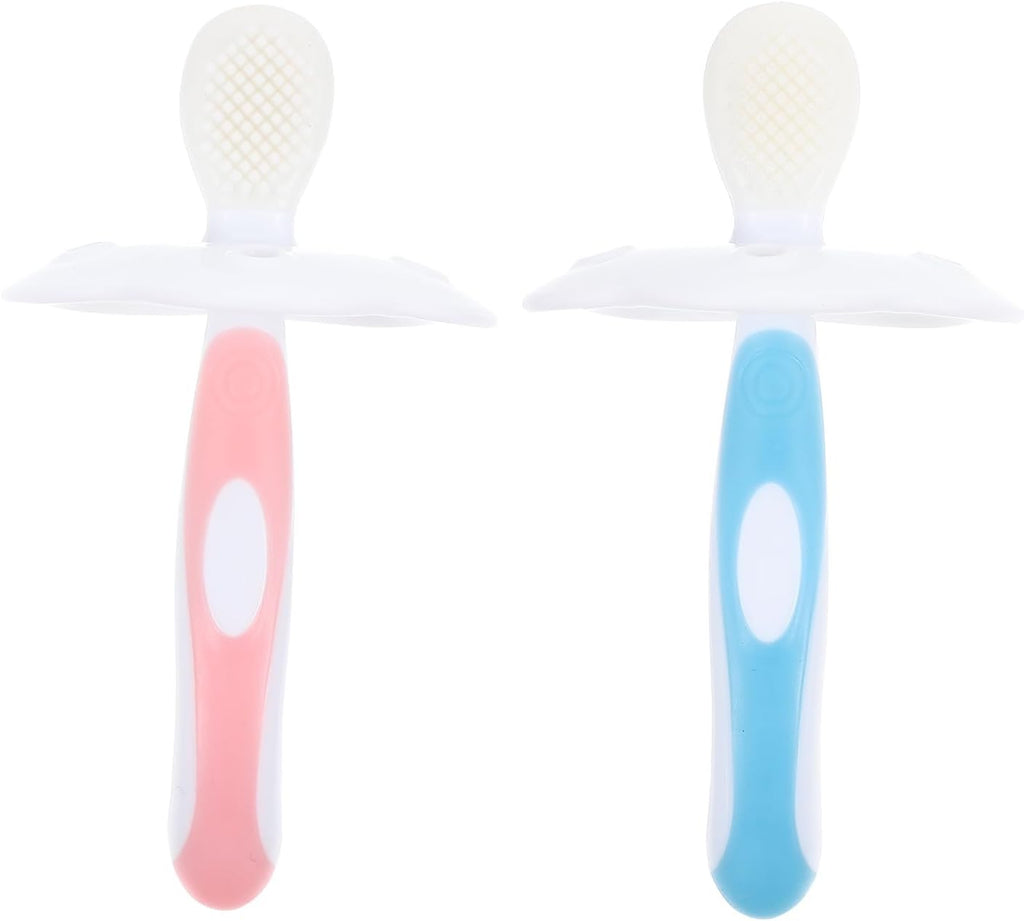 FOMIYES Silicone Toothbrush 2pcs, Soft Dual-Sided Teeth and Tongue Cleaning Brush for Infants, Oral Care Tool for Newborns