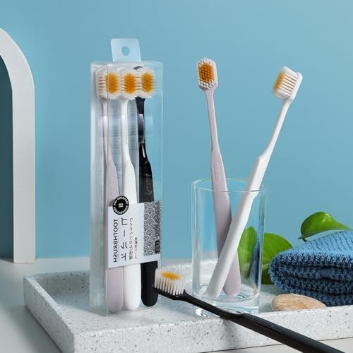 Japanese Soft-bristled Manual Adult Toothbrush Set (3 Sets per Box), a Wide-Headed Soft-bristled Floss Toothbrush Suitable for the Full Range of Adult Tooth and Gum Care
