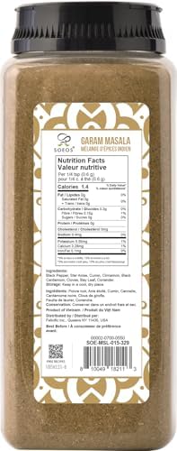 Soeos Garam Masala, 15 oz (425g), Garam Masala Powder, Indian 8-Spice Blend, Salt-No, Vegan, No Colors, Gluten Friendly, Non-GMO, Masala Seasoning, Garam Masala Bulk