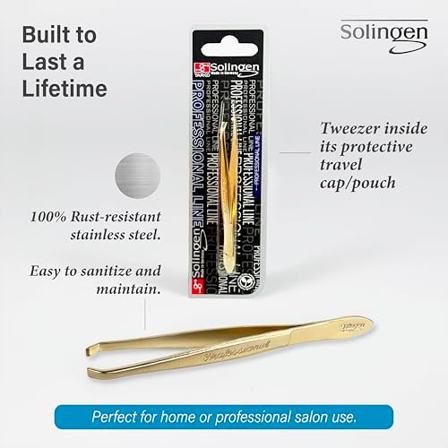 Solingen Germany Slant Tip Stainless Steel Eyebrow & Facial Hair Hand-Filed Made in Germany
