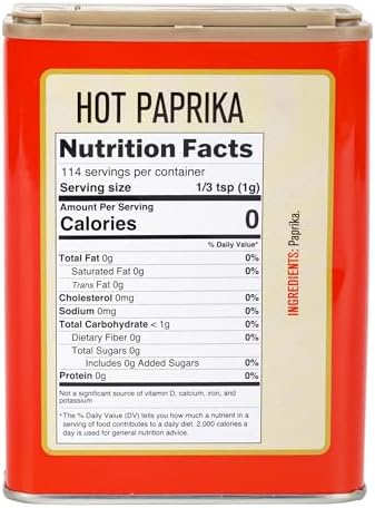 Pride of Szeged Hot Paprika Powder, Bright Red, 4 oz. Tin, 1-Count