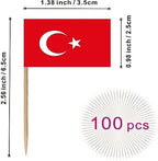 Turkey Toothpick Flag Turkish Small Mini Cocktail Fruit Cupcakes Toppers Food Stick Flags Decorations,100 Pack