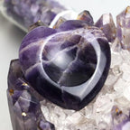 Heart Worry Stones for Anxiety, 2PCS Amethyst Tiger Eye Crystals and Healing Stones, Pocket Natural Stone Meditation Reiki Palm Polished Thumb Stone Therapy Stress Relief Gift for Women