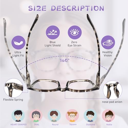 Bio-th Blue Light Blocking Glasses for Kids Girls Boys Teens Anti Glare UV Protection Computer Gaming Phone Glasses(Age 6-9)