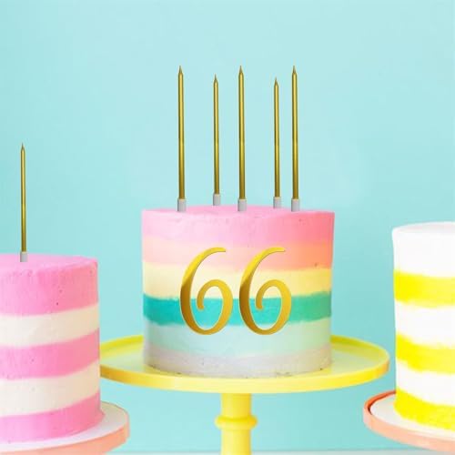 8 PCS Birthday Candles Cake Toppers Gold Glitter Happy Birthday Cake Toppers 66th Birthday Cupcake Toppers 66st Birthday Decorations for Boys Girls Women Men Wedding Anniversary Party Favors