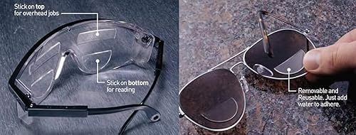 OPTX 20/20 Hydrotac Stick On BiFocal Reading Lenses Mens Womens Clear Magnifying Bi-Focal Reusable Reader Adhesive Stickers