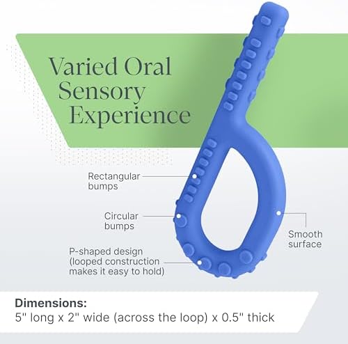 ARK Textured Grabber® XXT Super Tough Sensory P Chew for Kids and Adults - Oral Motor Chewy Tool for Sensory Processing, Biting Chewing Therapy, Autism, Special Needs, or Any Need to Chew - Royal Blue