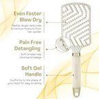 Lily England Paddle Hair Brush for Fine Hair Women - Professional Hairbrush with Vents - Lightweight Thin Detangler with Gel Handle for Comfort-Styling - Beige