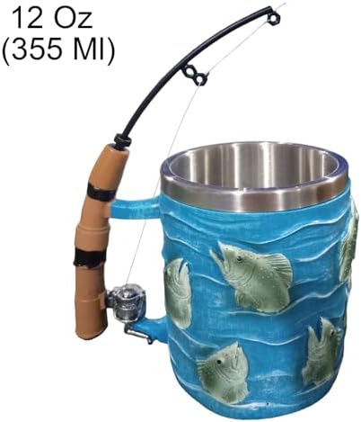 Fishing Mug, Funny Fishing Rod & Reel Design Coffee Mug, Resin Water Cup With Simulated Fishings Line Decoration And Rotating Rod Shaped Handle, Fishings Gift For Men, For Chocolate Tea Wine