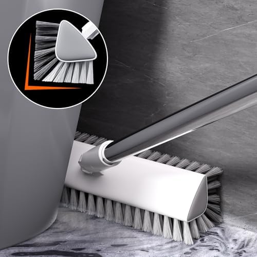 Floor Scrub Brush with Long Handle, Heavy-Duty Tile and Shower Grout Brush Stiff, Professional Grout Cleaner for Bathroom, Kitchen, Floor, Tile Brush Concrete Surfaces