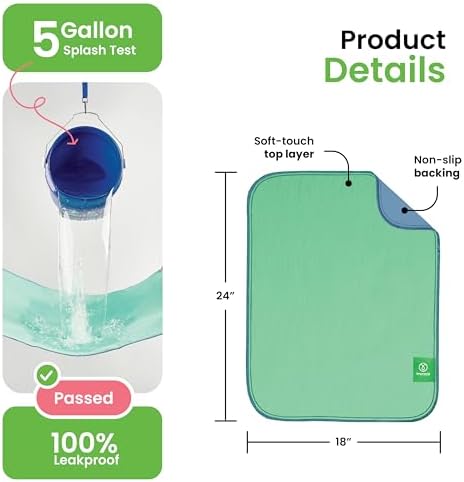 IMPROVIA® Washable Underpads, 18" x 24" (Pack of 4) - Heavy Absorbency Reusable Incontinence Pads for Kids, Adults, Elderly, and Pets - Waterproof Protective Pad for Bed, Couch, Sofa, Furniture, Floor
