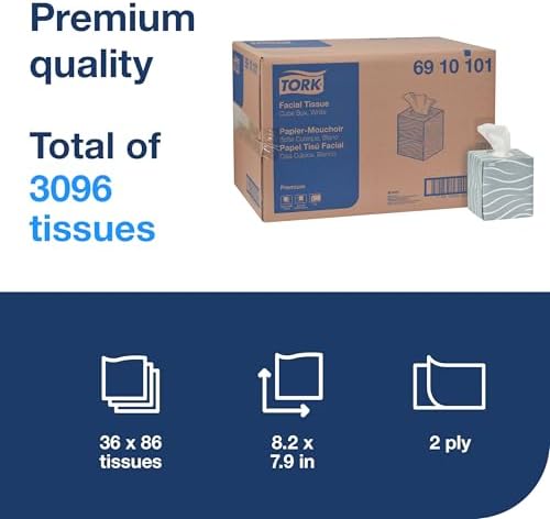 Tork Premium Facial Tissue Cube Box White, 2-ply, 36 x 86 Tissues, 6910101