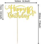 Rsstarxi 1 Pack Happy 16th Birthday Cake Topper Glitter Number 16 Sixteen Years Old Birthday Cake Pick Decoration for 16th Birthday Celebrating Anniversary Party Supplies Gold