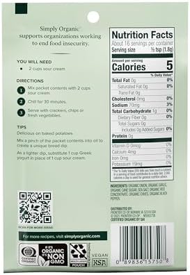 Simply Organic Onion & Chive Dip Mix, Certified Organic | 1 oz (Pack of 3)
